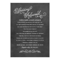 Wedding Rehearsal Dinner | Black Chalkboard Style Custom Invitations