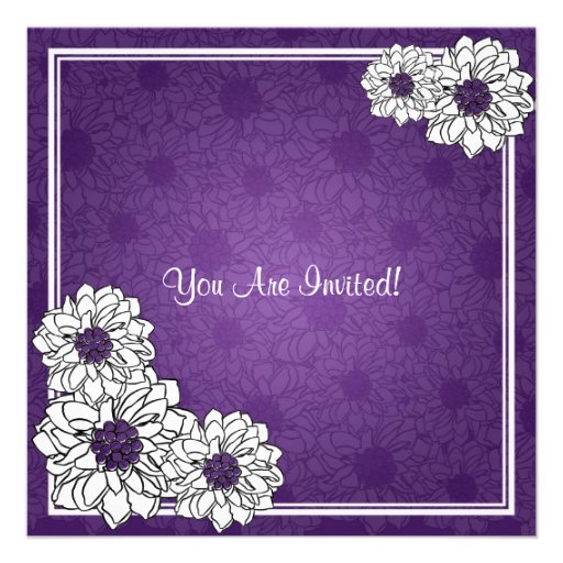 Wedding Rehearsal Dinner Dahlia Floral Purple Personalized Invites