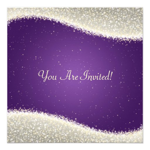 Wedding Rehearsal Dinner Dazzling Sparkles Purple Invite