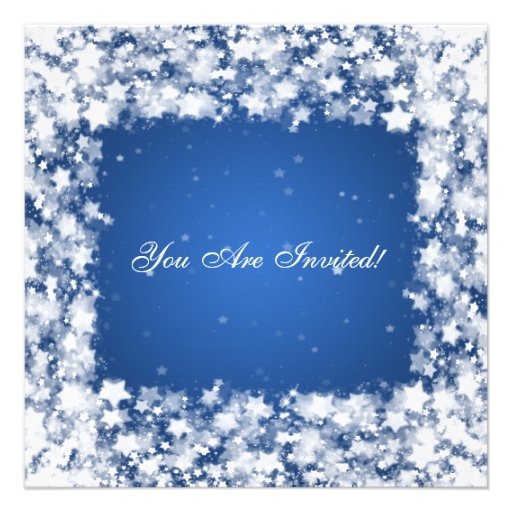 Wedding Rehearsal Dinner Dazzling Stars Blue Personalized Invite