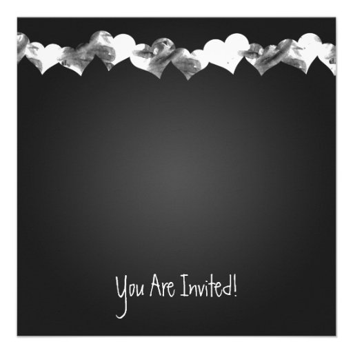 Wedding Rehearsal Dinner Grunge Hearts Black Announcement
