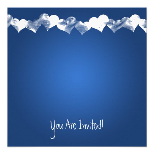 Wedding Rehearsal Dinner Grunge Hearts Blue Custom Announcements