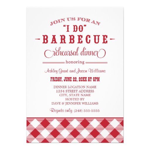 Wedding Rehearsal Dinner Invitation | Casual BBQ (front side)
