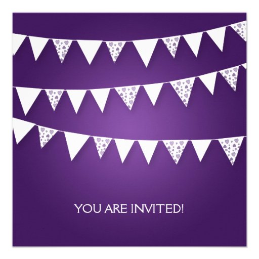 Wedding Rehearsal Dinner Love Bunting Purple Invitations