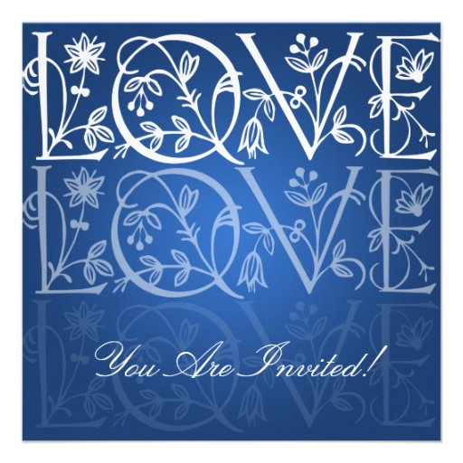 Wedding Rehearsal Dinner Love Flourish Blue Custom Announcement