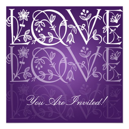 Wedding Rehearsal Dinner Love Flourish Purple Custom Announcement