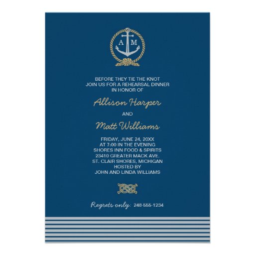 Wedding Rehearsal Dinner | Nautical Theme Invites