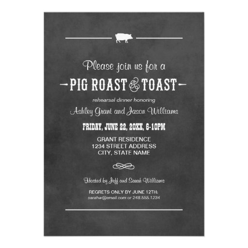 Wedding Rehearsal Dinner | Pig Roast & Toast Custom Announcements (front side)