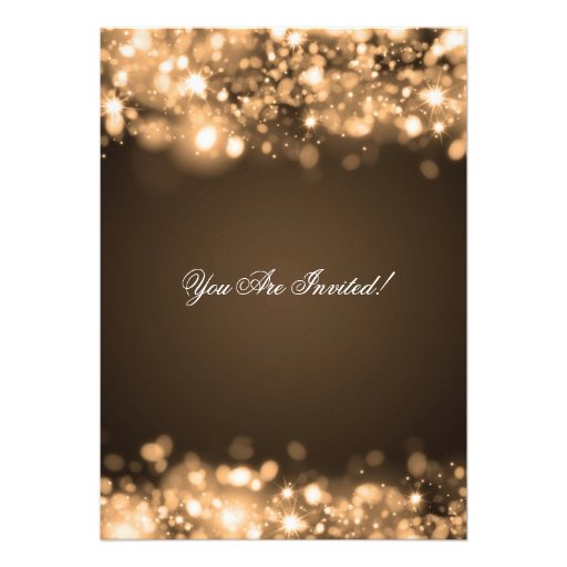 Wedding Rehearsal Dinner Sparkling Lights Gold Announcement
