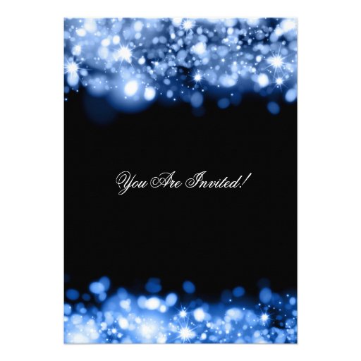 Wedding Rehearsal Dinner Sparkling Lights Sapphire Invitation