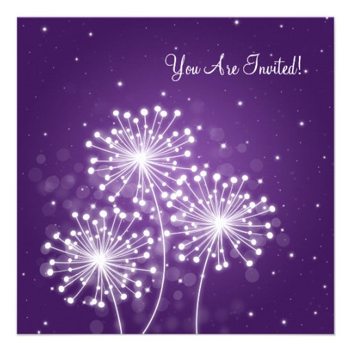 Wedding Rehearsal Dinner Summer Sparkle Purple Announcements