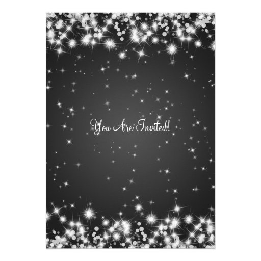Wedding Rehearsal Dinner Winter Sparkle Black Custom Invites