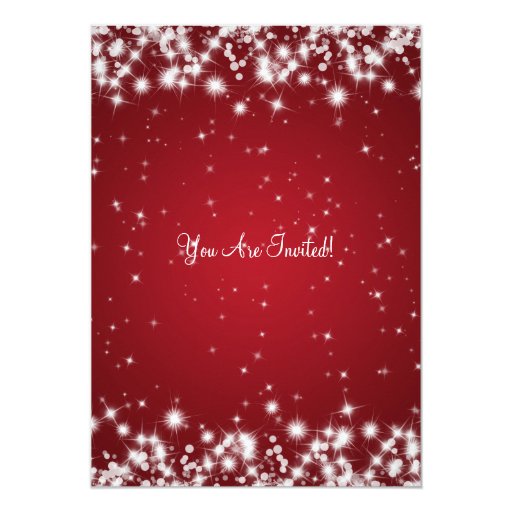 Wedding Rehearsal Dinner Winter Sparkle Red Custom Announcement