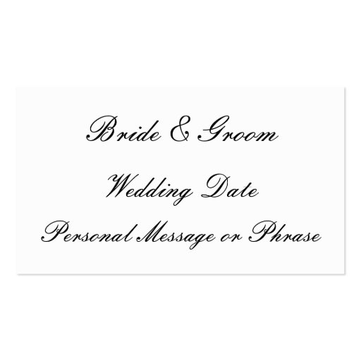 Wedding Reminder Insert for Invitations or Favors Business Card Templates (front side)