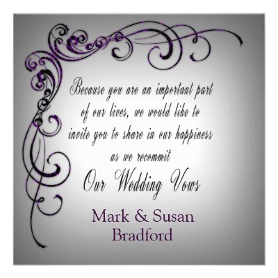 Wedding Renewal - Gray Purple Border Custom Invitations