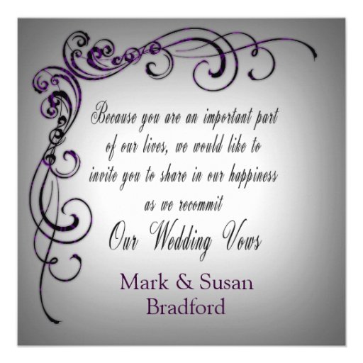 Wedding Renewal - Gray Purple Border Custom Invitations
