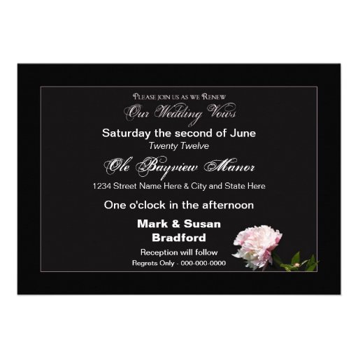 Wedding Renewal Invitation -  Elegant Peonies