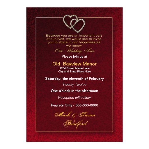 Wedding Renewal - Two Hearts are One Announcement