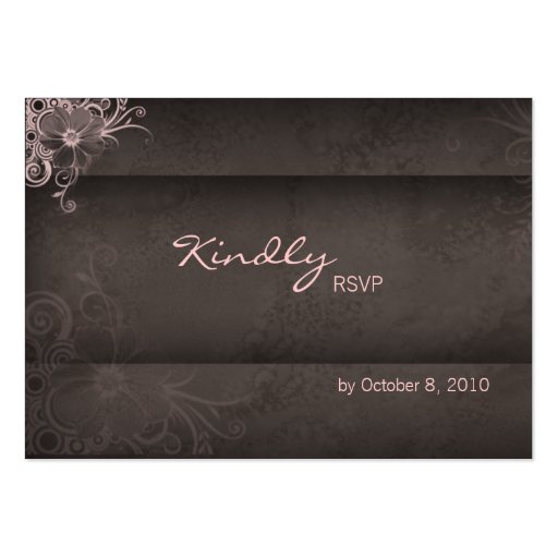 Wedding reply card pink brown business card templates (front side)