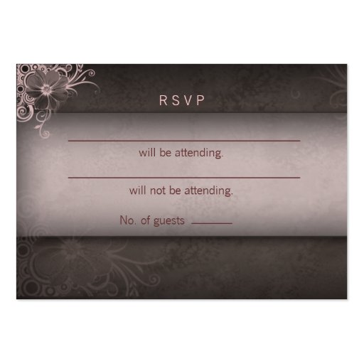 Wedding reply card pink brown business card templates (back side)