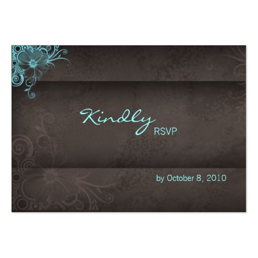Wedding reply card turquoise blue brown business card