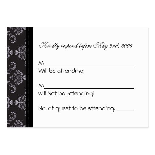 Wedding Reply Cards | E1 Business Card Template (back side)