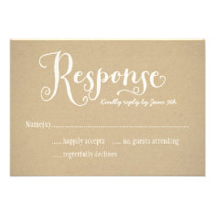 Wedding Response Postcard | Kraft Brown Custom Invitation