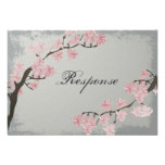 Wedding Response RSVP Card - Pink Cherry Blossom Invitation