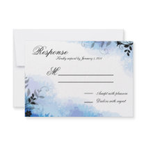 Wedding Response RSVP Pretty Blue Leafy Florals Announcements