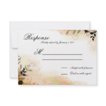 Wedding Response RSVP Pretty Orange Leafy Florals Custom Invite