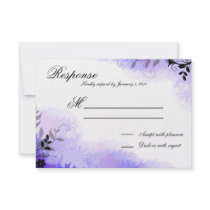 Wedding Response RSVP Pretty Purple Leafy Florals Personalized Invite