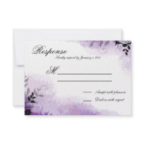 Wedding Response RSVP Pretty Purple Leafy Florals Personalized Invite