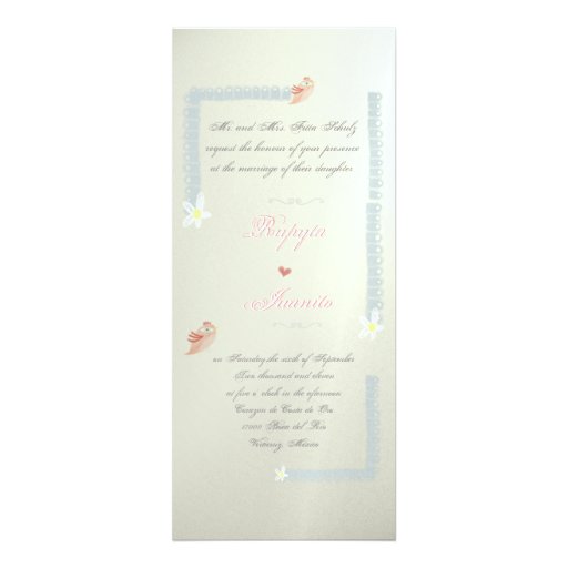 Wedding ribbon elegance love you bird Invitation