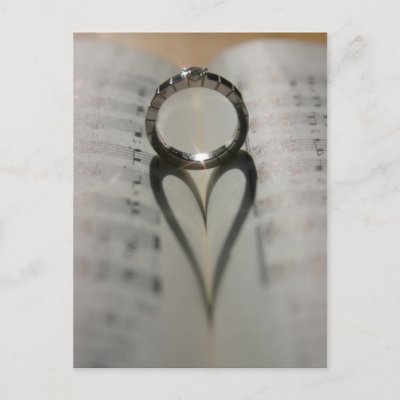Wedding Ring Heart Shadow Post Card by beverlytazangel