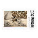 Wedding Ring Pillow And Pearls Postage Stamp stamp