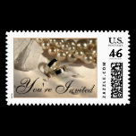 Wedding Ring Pillow And Pearls Postage Stamp by TDSwhite Wedding Ring Pillow And Pearls Postage Stamp