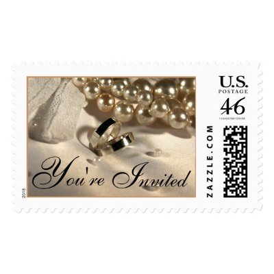 Wedding Ring Pillow And Pearls Postage Stamp by TDSwhite