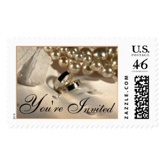 Wedding Ring Pillow And Pearls Postage Stamp stamp