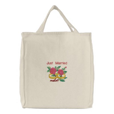 Wedding Ring Roses - Just Married Canvas Bags by WedThreads