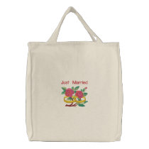 Wedding Ring Roses - Just Married embroidered bags by WedThreads Wedding Ring Roses - Just Married embroidered bags
