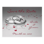 Wedding Rings and Hearts Save the Date Postcards