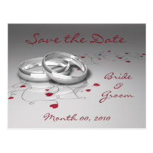 Wedding Rings and Hearts Save the Date Postcards