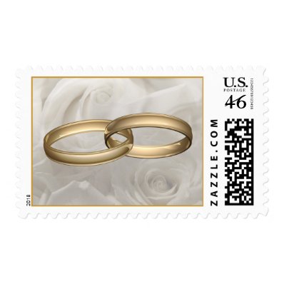 Wedding Rings and White Roses Stamp