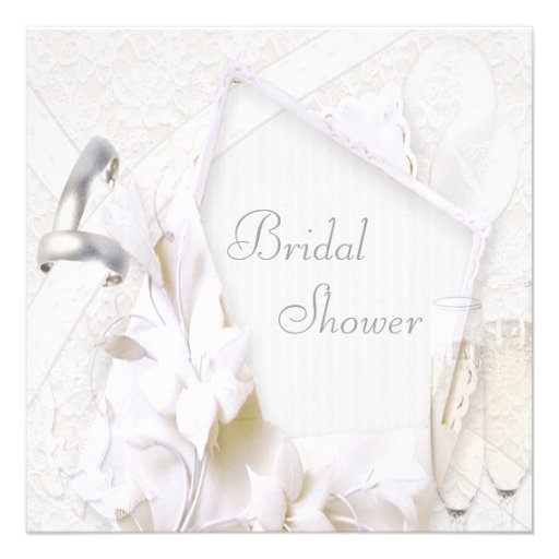 Wedding Rings & Champagne Glasses Bridal Shower Invitation
