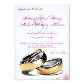 Wedding Rings Gold and Silver Wedding Invitation 4.5