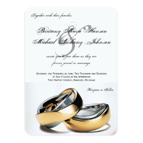 Wedding Rings Gold & Silver Wedding Invitation 4.5