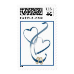 Wedding rings and hearts postage stamps