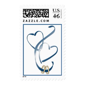 Wedding rings &amp; hearts postage