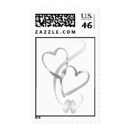 Wedding rings & hearts postage stamp