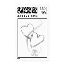 Wedding rings & hearts postage postage